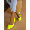 Neónové žlté hladké topánky na podpätku MELODY