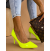 Neónové žlté hladké topánky na podpätku MELODY