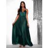 Smaragdové dlhé lesklé šaty PERFECTLY