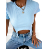 32697 svetle modre crop triko stripe s kratkym rukavem
