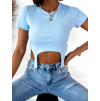 Svetlomodré crop tričko STRIPE s krátkym rukávom