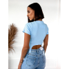 Svetlomodré crop tričko STRIPE s krátkym rukávom