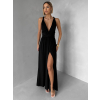 Čierne elegantné šaty KATIE s viazaním