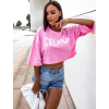 33000 4 ruzove oversize crop triko celina s potiskem