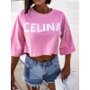 33000 5 ruzove oversize crop triko celina s potiskem