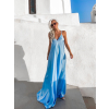 Svetlomodré dlhé lesklé šaty HAYLEY