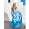 Svetlomodré dlhé lesklé šaty HAYLEY