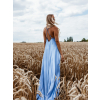 Svetlomodré dlhé lesklé šaty HAYLEY