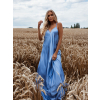 Svetlomodré dlhé lesklé šaty HAYLEY