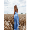 Svetlomodré dlhé lesklé šaty HAYLEY