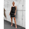 Čierne kratšie lesklé šaty BIANCA