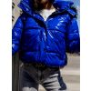 Královsky modrá lesklá bunda ARRIS s kožíškem (Veľkosť L)