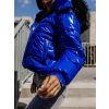 Královsky modrá lesklá bunda ARRIS s kožíškem (Veľkosť L)