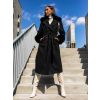 Černý dlouhý kabát REESE s kožíškem (Veľkosť L)