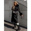 Černý dlouhý kabát REESE s kožíškem (Veľkosť L)
