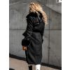 Černý dlouhý kabát REESE s kožíškem (Veľkosť L)