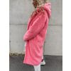 Růžový delší kabát LEXIE s kapucí (Veľkosť L)