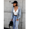 36684 2 svetle sedy dlouhy pleteny cardigan emalyn s kapsami