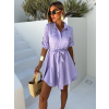 Levandulové ľahké šaty FOGGY s gombíkmi