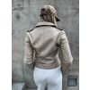 Béžová koženková biker bunda STAY se zipy (Veľkosť L)