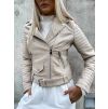 Béžová koženková biker bunda STAY se zipy (Veľkosť L)