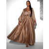 37944 7 zlate elegantni saty woman s dlouhym rukavem