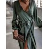 37947 5 khaki elegantni saty woman s dlouhym rukavem