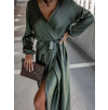 37947 6 khaki elegantni saty woman s dlouhym rukavem