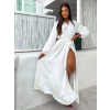 37950 bile elegantni saty woman s dlouhym rukavem