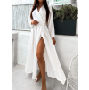 Biele elegantné šaty WOMAN s dlhým rukávom