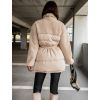Krémová bunda PEBLES s umělým kožíškem a vázáním v pase (Veľkosť L)
