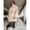 Krémová bunda PEBLES s umělým kožíškem a vázáním v pase (Veľkosť L)