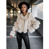Krémová koženková bundička SENNA s umelou kožušinou