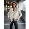 Krémová koženková vesta ZIGGY s umělou kožešinou (Veľkosť L)