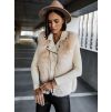 Krémová koženková vesta ZIGGY s umělou kožešinou (Veľkosť L)