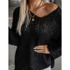 38379 3 cerny pleteny svetr west s vystrihem