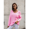 39045 2 ruzovy pleteny svetr clody s kapsickou