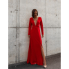 Červené dlhé šaty SAINTY s rozparkom
