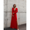 Červené dlhé šaty SAINTY s rozparkom