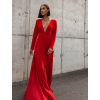 Červené dlhé šaty SAINTY s rozparkom