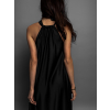 Čierne elegantné lesklé šaty CORALLINE s viazaním okolo krku