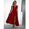 Bordó lesklé dlhé plesové šaty FAIRYTALE