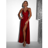 Bordó lesklé dlhé plesové šaty FAIRYTALE