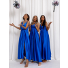 Kráľovsky modré lesklé dlhé plesové šaty CHRYSANTHE