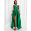 Zelené lesklé dlhé plesové šaty CHRYSANTHE