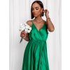 Zelené lesklé dlhé plesové šaty CHRYSANTHE