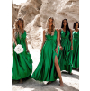 Zelené lesklé dlhé plesové šaty CHRYSANTHE