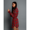 42264 3 cervene karovane kosilove saty lavish s vazanim v pase