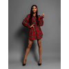 42264 4 cervene karovane kosilove saty lavish s vazanim v pase