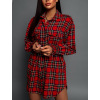 42264 6 cervene karovane kosilove saty lavish s vazanim v pase